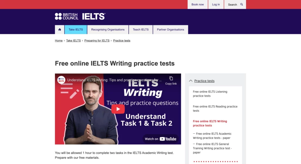 British Council – Free IELTS Writing Practice Tests